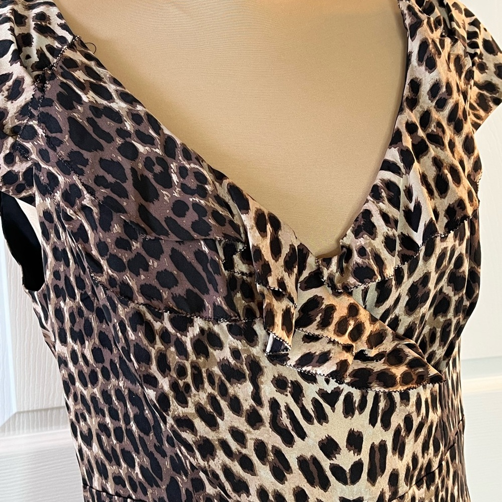 Kay Unger Black and Cream Animal Print Midi Dress - Picture 8 of 17